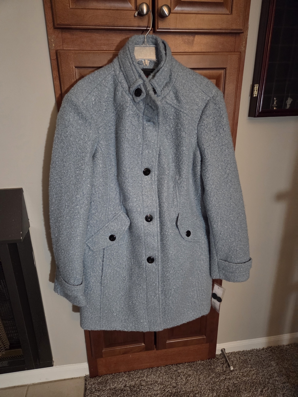 Powder Blue Bouclé Women's Coat